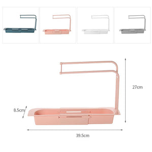 Telescopic Sink Rack Expandable Storage Drain Basket